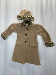Good Lad Apparel Girls Size 4 Coat w/Hat NEW with tags Camel Fur Trim 2 Piece se - Picture 1 of 9
