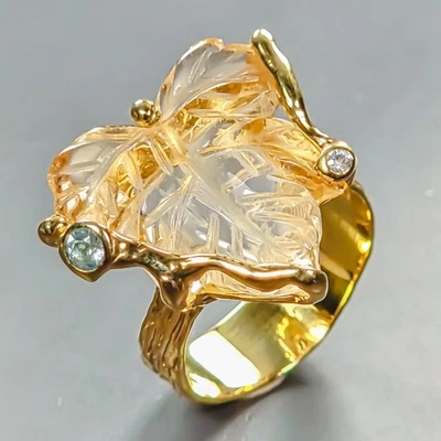 Antique ring Natural Citrine Ring 925 Sterling Silver Size 8 /R447343 - Image 1 of 4