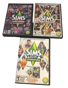Lot 3 Sims 3 PC Games University Life Plus Supernatural Late Night Expansion - Picture 1 of 6