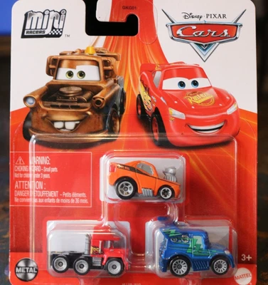 Disney Pixar Cars Paquete de 3 Mini Racers Snot Rod, Mack, DJ NUEVO Foto 1 de 3
