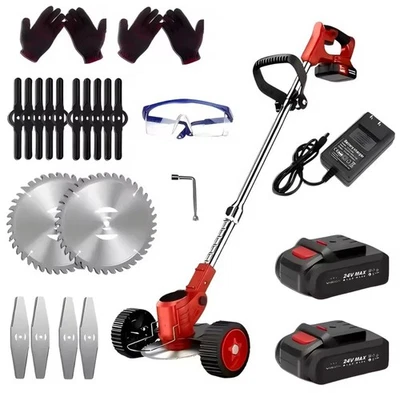 Cordless Weed Wacker 3-in-1 Lawn Mower Grass Trimmer with Upgraded Wheels 800W - Image 1 of 4