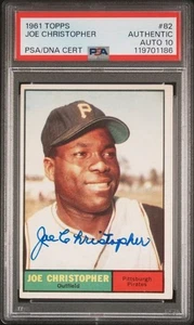 Joe Christopher 1961 Topps #82 “Autograph" - PSA/DNA Authentic - GEM MT 10 Auto - Picture 1 of 2