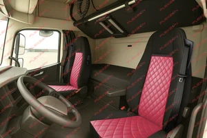 2x Coprisedile Rosso Camion 1+1 Ecopelle Imbottita per Volvo FH Euro 6 2016-2020 - Foto 1 di 6