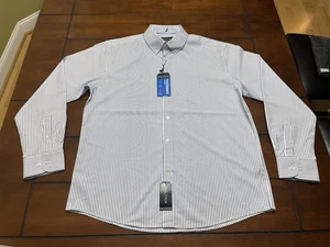 Nautica Performance Super Hemd Knopf Langarm Herren Large blau weiß gestreift - Bild 1 von 10