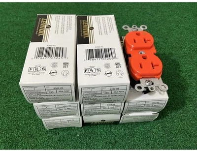 QTY 8 - LEVITON 5362-IG Hospital Grade Isolated Ground. 20A 125V  Orange - Image 1 of 2