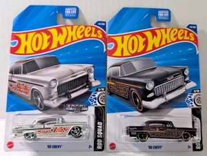 Hot Wheels '55 Chevy Bel Air Zamac & Black Rod Squad 3/10 2024 45/250 2 Stück - Bild 1 von 16