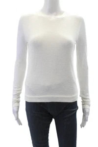 Theory Womens Cotton Long Sleeve Round Neck Casual Knit Top White Size S - Picture 1 of 4