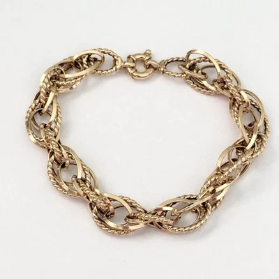 14K Italy Yellow Gold Triple Interlocking Cable Chain Link Bracelet - Image 1 of 4
