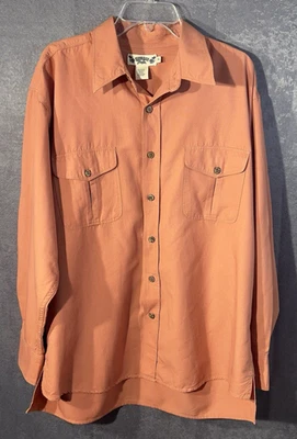 90s Mens Hawaiian Tropic Long Sleeve Button Down Shirt Size XL Coral Color - Image 1 of 4
