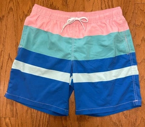 Bañador Maamgic Para Hombre M Azul Rosa Verde Bloques de Color Malla Forro Cordón - Imagen 1 de 6