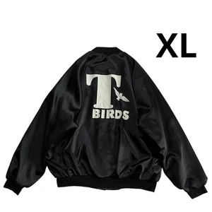 XL Size Stadium Jacket 80S 90S USA Thunderbird Nylon Black White - Picture 1 of 6