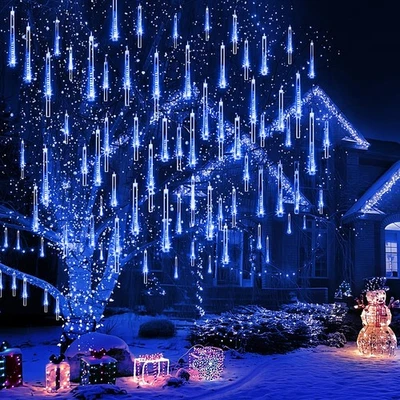 8Tubes 144 LED Outdoor Christmas Meteor Shower Lights Icicle Fairy String Lights - Image 1 of 4