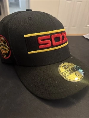 Chicago White Sox New Era 59FIFTY Comiskey Park 75 Years Hat Cap  Sz 8 Black - Image 1 of 3
