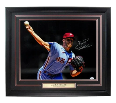 Zack Wheeler Signed 16x20 Photo Philadelphia Phillies Framed PSA/DNA 186169 - Image 1 of 4