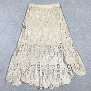 POL Skirt Women One Size Crochet Lace High Low Lined Festival Western Boho Fairy - Picture 1 of 14