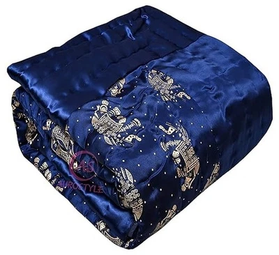 Handmade Silk Cotton Soft Jaipuri Razai Double Bed Quilt Ac Blanket 85X10 inch - Image 1 of 4