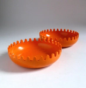 Alan Fletcher Vintage Original Interlocking Clam Bowls/Box Orange Melamine 1970s - Picture 1 of 6