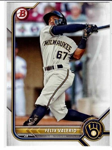 Felix Valerio Milwaukee Brewers 2022 Bowman Draft - Imagen 1 de 3