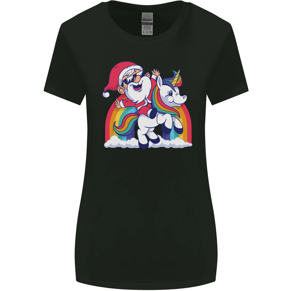 Lepni.me Women's Christmas T-Shirt - Santa & Reindeer Festive Holiday Graphic Tee - View #5