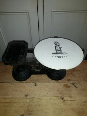 VICTORIAN CERAMIC PLATED MEAT SCALES JUSTICE WORKS J.W. WEBB & CO. BIRM. - Image 1 of 4