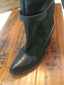 Womens DIESEL Black Leather Ankle Boots tall straps Euro 39 USA 8 excellent cond - Picture 1 of 12