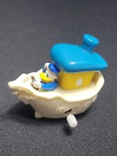 Vintage Wind-Up Walt Disney Donald Duck Toy Fishing Boat On Wheels WORKS!
