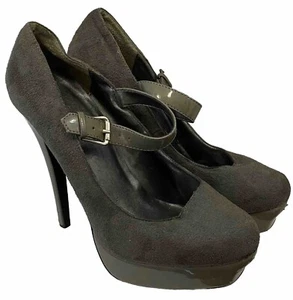 Delicious Women’s 9 Solid Gray Platform Stiletto Heels w/Adjustable Strap - Picture 1 of 12