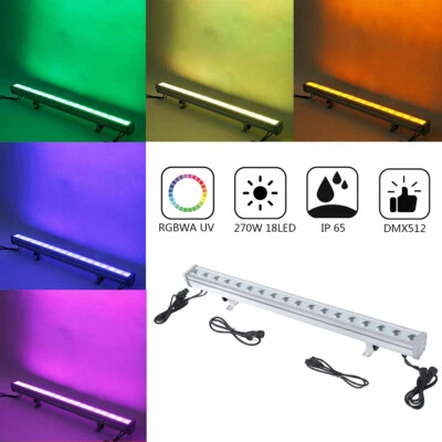 Weatherproof 270W RGBWA UV 6IN1 LED Stage Wall Wash Light DMX DJ Beam Light US - Image 1 of 4