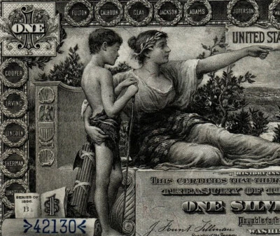 1896 $1 Silver Cert Educational Series FR.224 PMG 45 S/N42130 Mixed Ladder ABEJ - Image 1 of 4