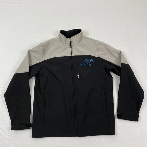 NFL mens Carolina Panthers JACKET Long Sleeve full zip Large fleece lined warm Cover