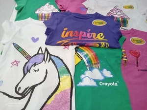 Lot of 7 NWT Crayola Girl’s Toddler Colorful T-Shirts 3T SR$98 Pink Green White - Picture 1 of 8