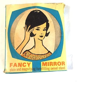 Vtg Compact Fancy Mirror Hong Kong w Box Plastic Swivel Stand Magnifying & Plain - Picture 1 of 9