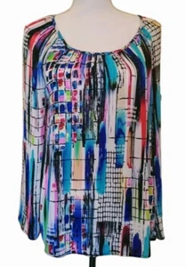 Top donna Spense taglia small ciao basso colorato semi trasparente tunica camicia opera d'arte - Foto 1 di 5