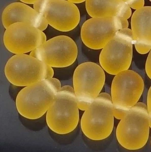 50 Czech Frosted Sea Glass Teardrop Beads -Matte - Medium Topaz 6x4mm - Imagen 1 de 3
