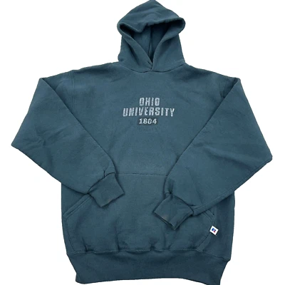 Vintage Ohio Bobcats Hoodie Men Medium Green Sweatshirt Y2K 2000s Faded Adult - Image 1 of 4