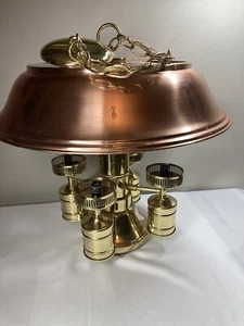 Vintage Underwriters Laboratories Copper & Brass Hanging Chandelier Not Tested - Picture 1 of 24