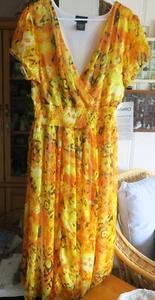 New with Tag ASHRO Chiffon? Over Silky Polyester Long Dress/Sz 1X/Short Sleeve - Bild 1 von 6