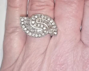 🦋 Stupendo ANELLO ARGENTO Sterling 925 con Zirconi bianchi brillante e baguette - Foto 1 di 19
