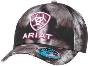 Ariat Womens Hat Baseball Cap PonyFlo Embroidered Logo Tie Die Black A300088701 - Picture 1 of 2