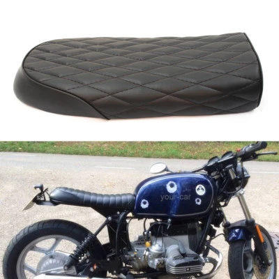 For Honda Suzuki Yamaha Quilted US Motorcycle Vintage Cafe Racer Flat Brat Seat Foto 1 de 4