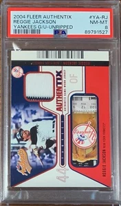 2004 Fleer Authentix #YARJ Reggie Jackson Game Worn Jersey PSA 8 Pop 1 -0 higher - Picture 1 of 2