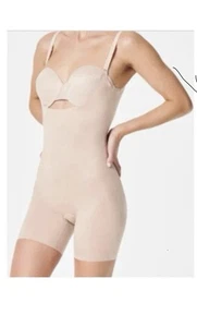 NWT Spanx Thinstincts Open Bust Mid Thigh Bodysuit Nude Size L - Picture 1 of 5