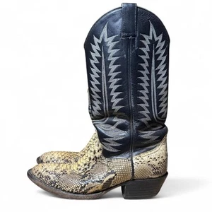 Vintage Cowtown Men's Back Cut Python Made in USA Black Western Boots - Picture 1 of 5