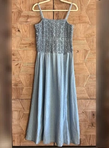 Vintage Jeanology Damen Denim ärmelloses Kleid Größe 14 Landhaus - Bild 1 von 6