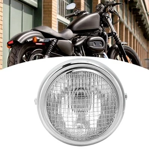 New Car 7in 55W Motorcycle Grill Headlight Vintage Style High/Low Beam Halogen - Picture 1 of 14