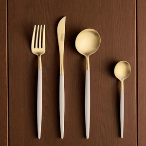 Cutipol Goa Ivory Gold 24-Piece Flatware Set – Luxury Portuguese Cutlery - Picture 1 of 4