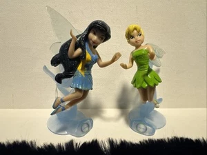 DISNEY Tinkerbell Fairies Figurine Play Set Of 2 Authentic Disney Glitter Vidia - Picture 1 of 2