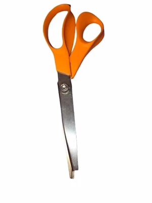 Fiskars Soft Grip 9.5" PINKING SHEARS Stainless Steel Blades Orange & Grey - Image 1 of 4