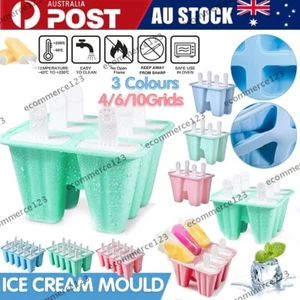 Silicone Ice Cream Mould Block 4-10 Cavity Frozen Molds Icy Pole Jelly Ice Lolly - Picture 1 of 26