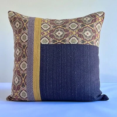 Handmade Kantha Pillow cover 22x22 Inches Design A - Image 1 of 4